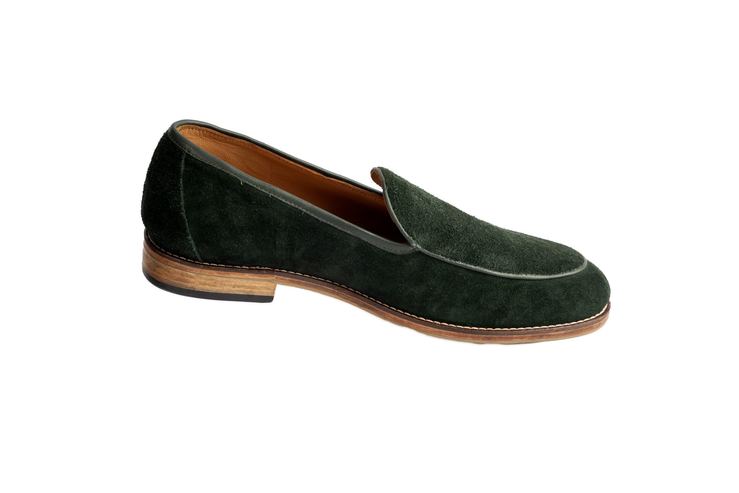 Emerald Green Suede Penny Loafers - Image 4