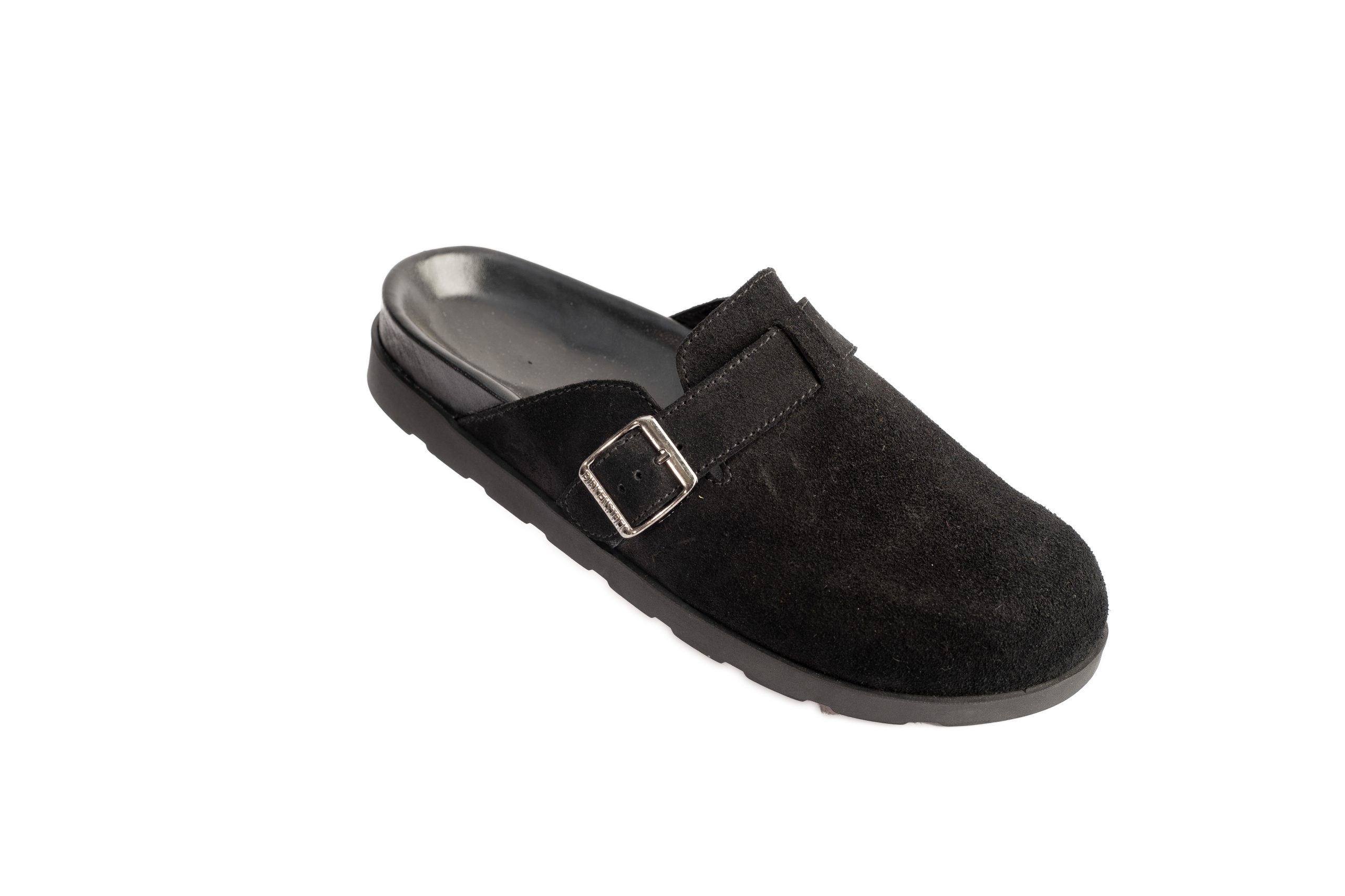 Suede Buckle Clogs